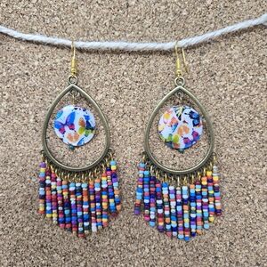 Colorful Beaded Teardrop Earrings